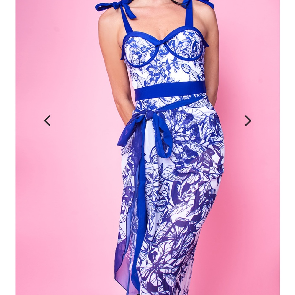 Blue Floral One-Piece Swimsuit